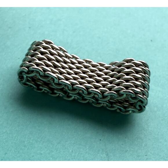 Tiffany & Co Silver Wide Mesh Somerset Woven Band Ring 5.75 - Picture 5 of 12